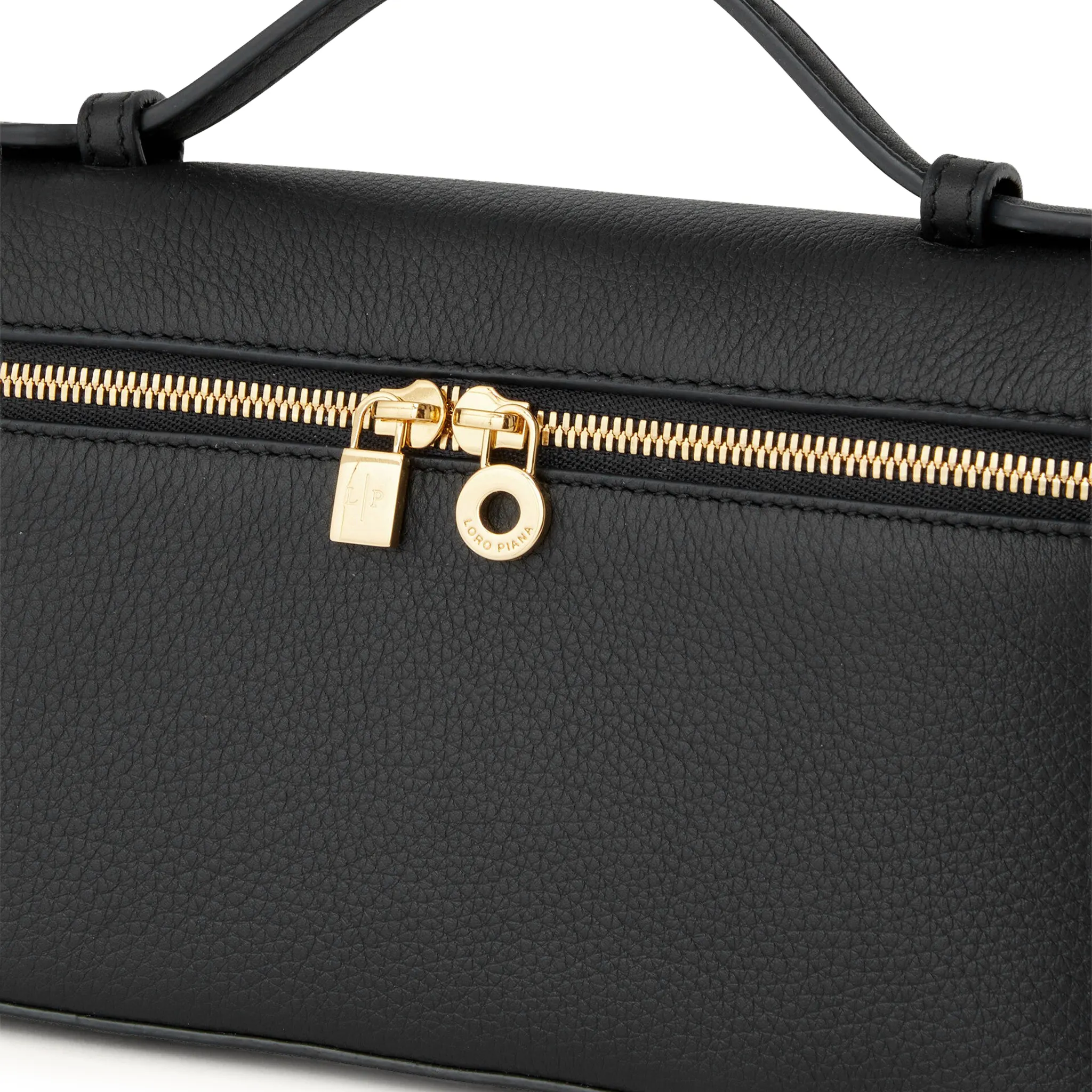 Detailed View of Loro Piana Extra Pocket L19 Black Sun Gold Shoulder Bag FAN4045_804L